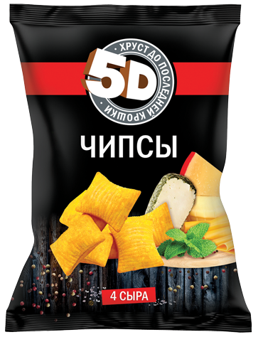  Пшеничные чипсы 5D со вкусом 4 сыра 45г 