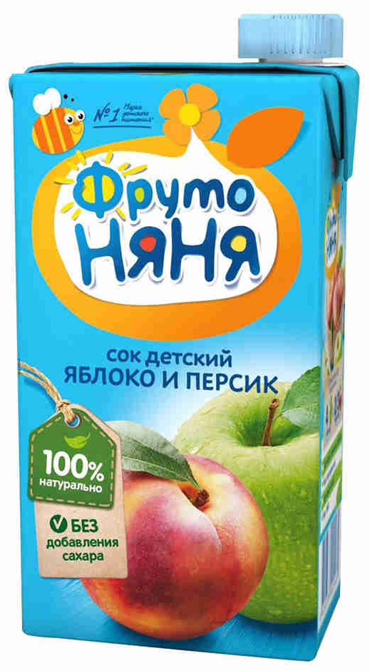  Сок ФрутоНяня яблоко-персик неосветленный 500мл 