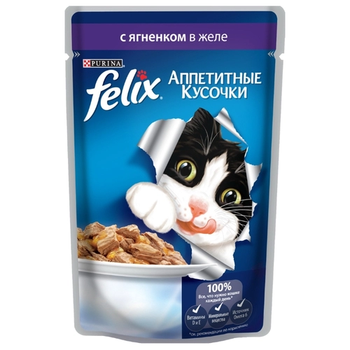  Корм для животных Феликс д/кошек кусочки в желе ягненок 85г 
