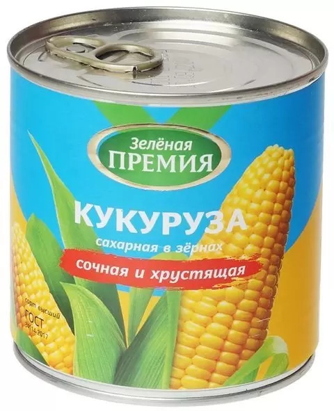  Консервы овощные Кукуруза сахарная в зернах ТМ Зеленая премия 340гр 