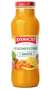 Сок Мультифруктовый с мяк. 0,68л Кухмастер