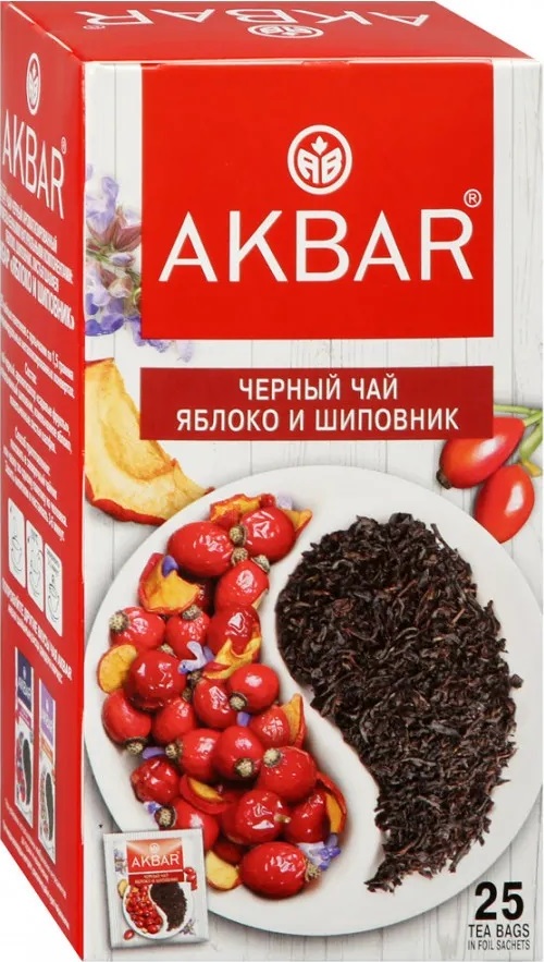 Чай Акбар Яблоко и шиповник 25пак.