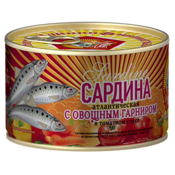 Консервы сардина с овощным гарниром