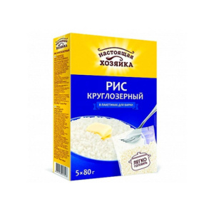 Крупа Рис круглозерный вар/пак. 5*80г Настоящая хозяйка