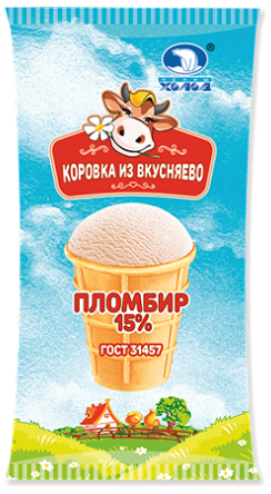  754 Мороженое Пломбир ванильный в ваф.стак. Коровка из Вкусняево 80г БЗМЖ 