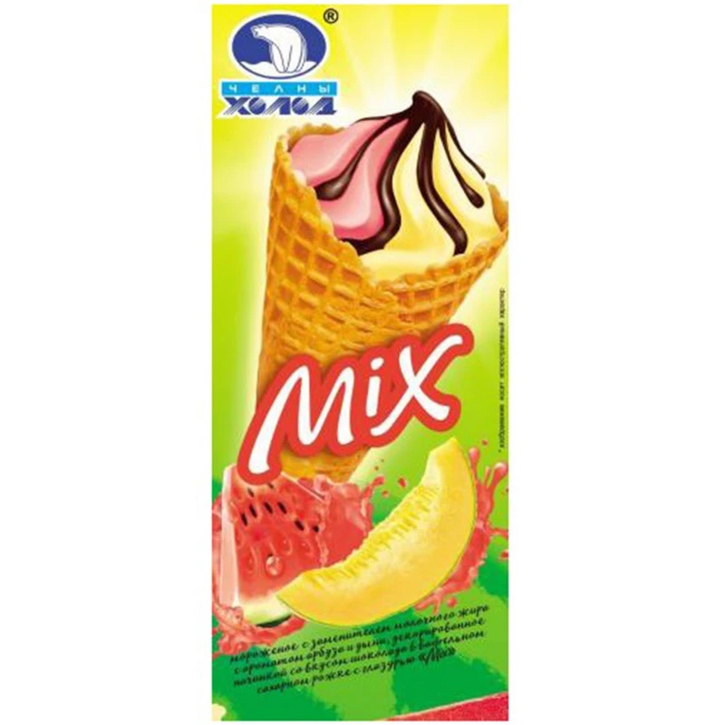  Мороженое MIX манго-маракуйя со вкусом шок. в рожке с глаз.90г ЗМЖ Челны Холод 972 