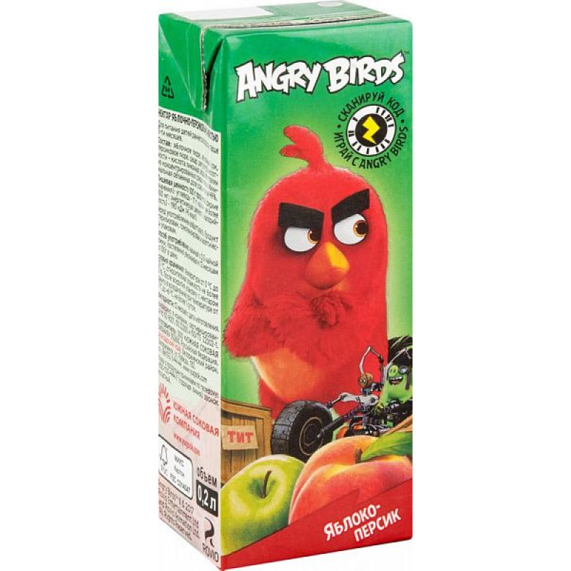  Нектар Angry Birds яблочно-персиковый с мякотью 0,2л 