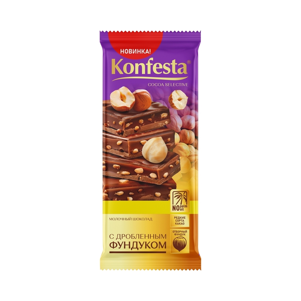 Шоколад молочный с дробленым фундуком Конфеста 80г