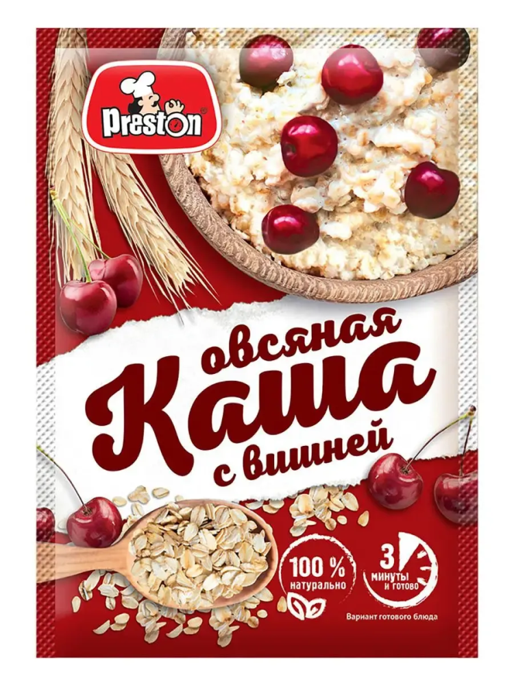 Каша овсяная нтв с вишней 37г (20) Preston