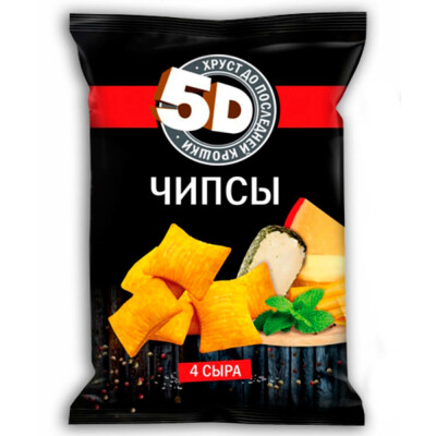  Пшеничные чипсы 5D со вкусом 4 сыра 45г 