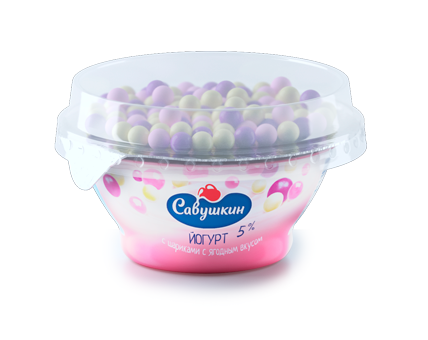  Йогурт Савушкин продукт Пломбир и рисовые шарики с ягодным вкусом 105г ст. (12) 30с БЗМЖ 
