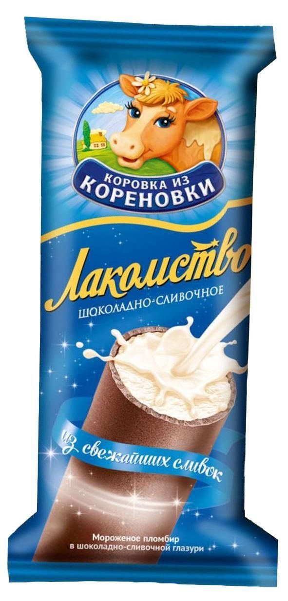  Мороженое Пломбир Лакомка в шоколадно-сливочной глазури 15% Лакомство 90г  К из К БЗМЖ 