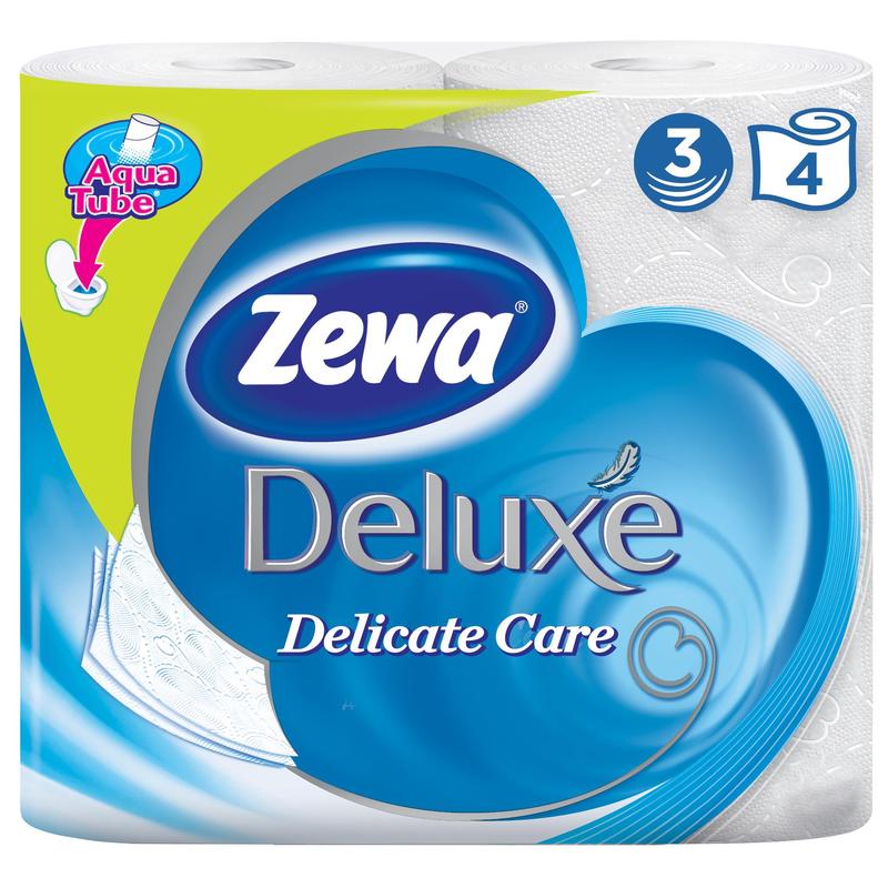  Туалетная бумага ZEWA Делюкс 3-х слойная Белая 4шт 