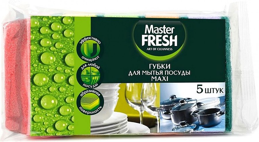  Губка для посуды Master FRESH MAXI 5шт 