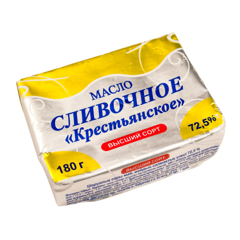  Масло сл. крестьянское "узоры" 72,5% 180г фольга БЗМЖ 