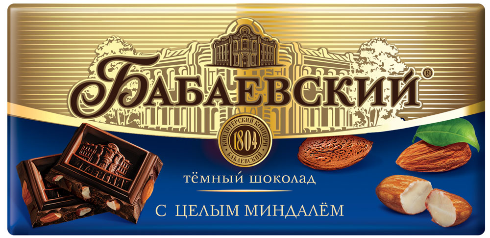  Шоколад Бабаевский темный с целым миндалем 90г Объединен.конд 