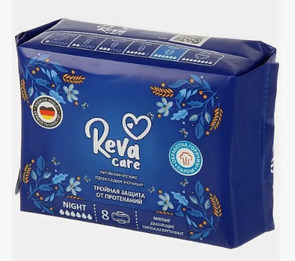 Женские гигиенические прокладки Reva Care Night 8шт