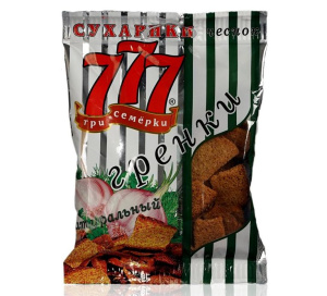 Гренки 777 со вкусом чеснока 150г Источник