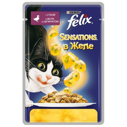  Корм для животных Феликс Sensations д/кошек кусочки в желе утка, шпинат 85г 