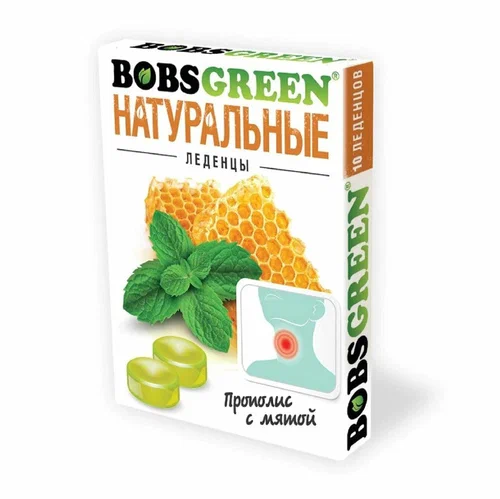 Леденцы "BOBSGREEN" прополис с мятой 32г