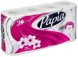 Туалетная бумага PAPIA 3-х сл. 8шт балийский цветок