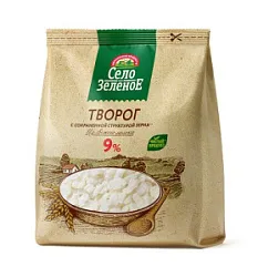 Творог 9%  пакет 0,2кг ТМ Село Зеленое
