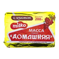 Творож. прод. масса "Домашняя" 9% изюм 200г 30с ЗМЖ Волжское молоко