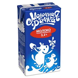 Молоко пит/ультрапаст Молочная речка 3,2% 0.973 л ТБА