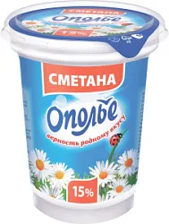 Сметана  15% 0,30кг стак. БЗМЖ Ополье