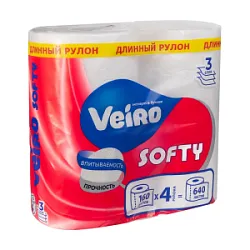 Туалетная бумага Veiro 4рул.Softy 3-х сл.