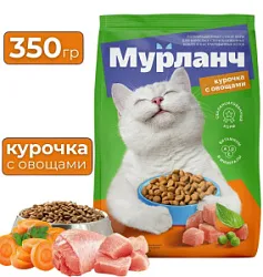 Корм для взрослых стерилизованных кошек и кастрированных котов Мурланч с курицей и овощами 350г