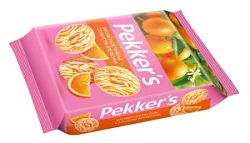 Печенье бисквитное Pekker S с начинкой со вкусом апельсина в белой глазури 320г