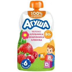Агуша  пюреФр 80г ЯблКлуЗемлКлюк