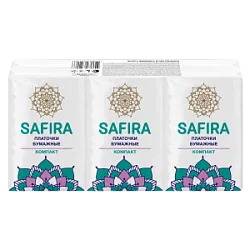 Платочки бумажные двухслойные белые Safira компакт 9шт