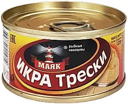 Консервы рыбные Икра трески тихоокеанской 125г Маяк