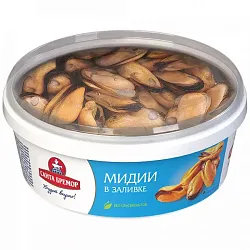 Мясо мидии чилийской в заливке 300г РУССКОЕ МОРЕ